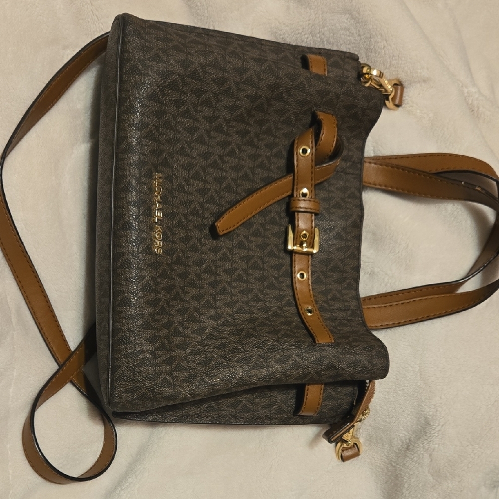 Michael Kors Small Brown Shoulder Bag with Signature Monogram